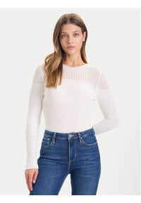 Guess Sweter W5BR62 Z0890 Écru Slim Fit. Materiał: syntetyk