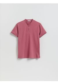 Reserved - Koszulka polo slim - brudny róż. Typ kołnierza: polo. Kolor: różowy. Materiał: dzianina, bawełna