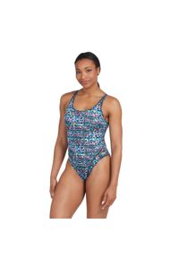 ZOGGS - Strój pływacki jednoczęściowy damski Zoggs Namibia Masterback. Kolor: niebieski. Wzór: nadruk #1