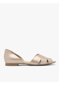 Ryłko - Platynowe sandały peep toe. Nosek buta: otwarty. Kolor: szary. Materiał: skóra. Styl: street #1