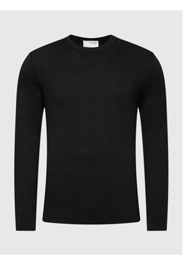Selected Homme Sweter Berg 16074682 Czarny Regular Fit. Kolor: czarny. Materiał: bawełna