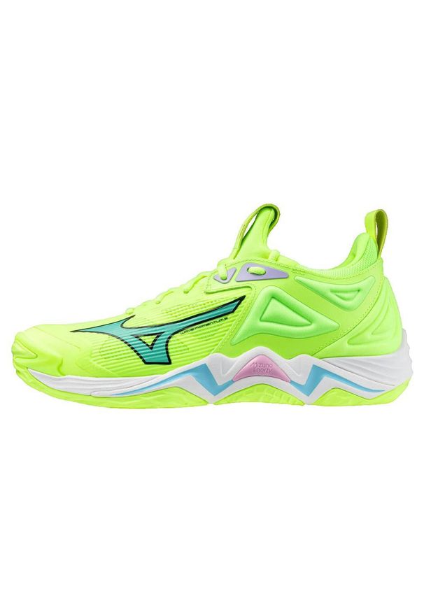 Buty halowe Mizuno Wave Stealth Neo Mid. Kolor: biały, niebieski, wielokolorowy. Model: Mizuno Wave. Sport: piłka ręczna