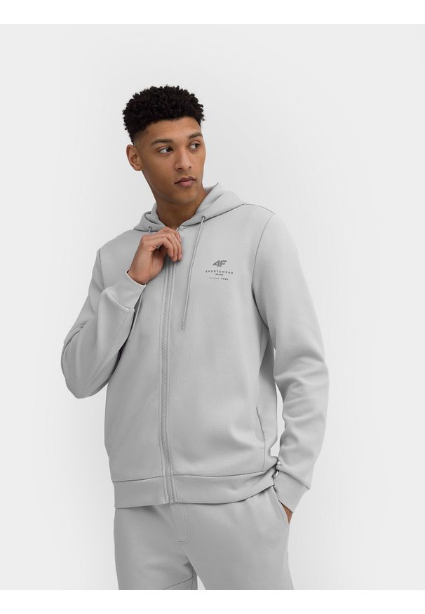 4f - 4F Bluza dresowa rozpinana z kapturem męska 3XL. Okazja: na co dzień. Typ kołnierza: kaptur. Kolor: szary. Materiał: dresówka. Styl: klasyczny, casual