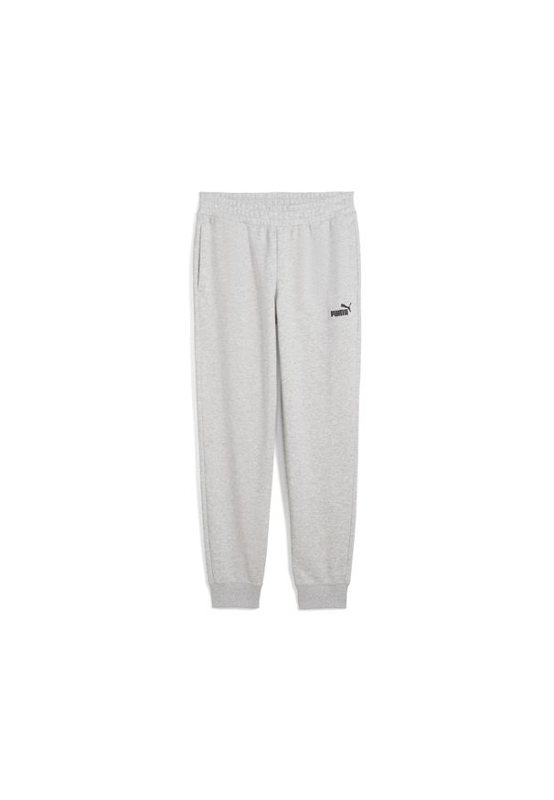 Puma - Damskie spodnie dresowe z małym logo No.1 ESS PUMA Light Gray Heather. Kolor: czarny, szary, wielokolorowy. Materiał: dresówka. Sport: turystyka piesza