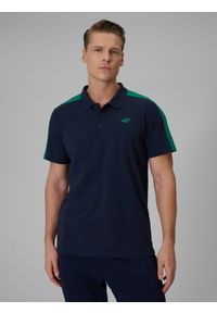 4f - 4F Koszulka polo regular męska - granatowa XXL. Okazja: na co dzień. Typ kołnierza: polo. Kolor: niebieski. Materiał: dzianina, bawełna. Wzór: ze splotem. Styl: casual, klasyczny, sportowy #1