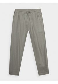 outhorn - Spodnie tkaninowe z lnem męskie Outhorn - khaki. Okazja: na co dzień. Kolor: wielokolorowy, brązowy, oliwkowy. Materiał: len, tkanina. Styl: casual #1