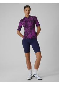 4f - 4F Spodenki kolarskie z żelową wkładką damskie - granatowe XS. Stan: podwyższony. Kolor: niebieski. Materiał: materiał, włókno. Długość: długie. Sport: kolarstwo #1