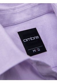Ombre Clothing - Bawełniana męska pastelowa koszula typu oxford – lawendowa V2. Kolor: fioletowy. Materiał: bawełna. Wzór: aplikacja, ze splotem. Styl: klasyczny, elegancki #10
