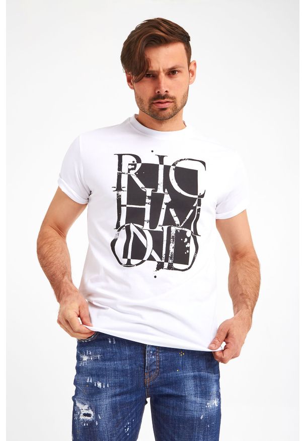 John Richmond - T-SHIRT OKLABIA JOHN RICHMOND. Materiał: materiał. Długość rękawa: krótki rękaw. Długość: krótkie. Wzór: nadruk, aplikacja
