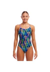 FUNKITA - Strój kąpielowy damski Funkita Midnight Meadow Diamond Back. Kolor: niebieski, wielokolorowy. Materiał: poliester. Wzór: kolorowy #1