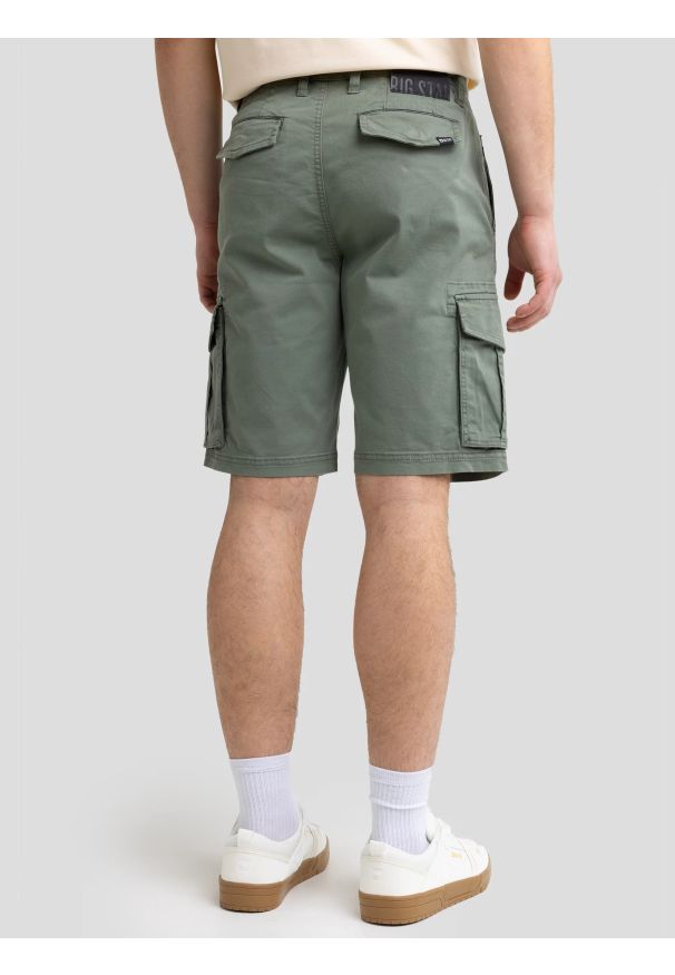 Big-Star - Szorty męskie z kieszeniami cargo khaki Morrise 303. Okazja: na co dzień. Kolor: zielony. Materiał: bawełna, materiał, elastan. Styl: sportowy, casual