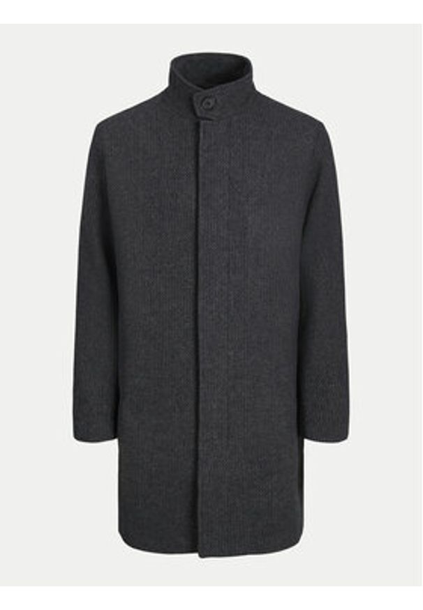 Jack & Jones - Jack&Jones Płaszcz wełniany Wilson 12259449 Czarny Regular Fit. Kolor: czarny. Materiał: syntetyk