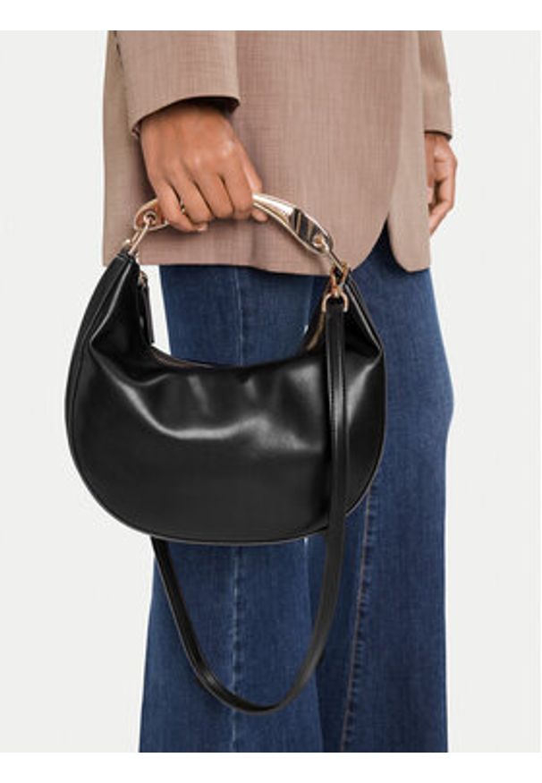 TwinSet - TWINSET Torebka Hobo 252TD8160 Czarny. Kolor: czarny. Materiał: skórzane