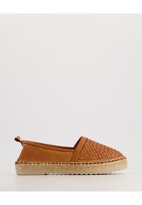 Venezia - BRĄZOWE ESPADRYLE 083155542 L TAN. Kolor: brązowy. Materiał: materiał, skóra, syntetyk. Obcas: na obcasie. Wysokość obcasa: średni