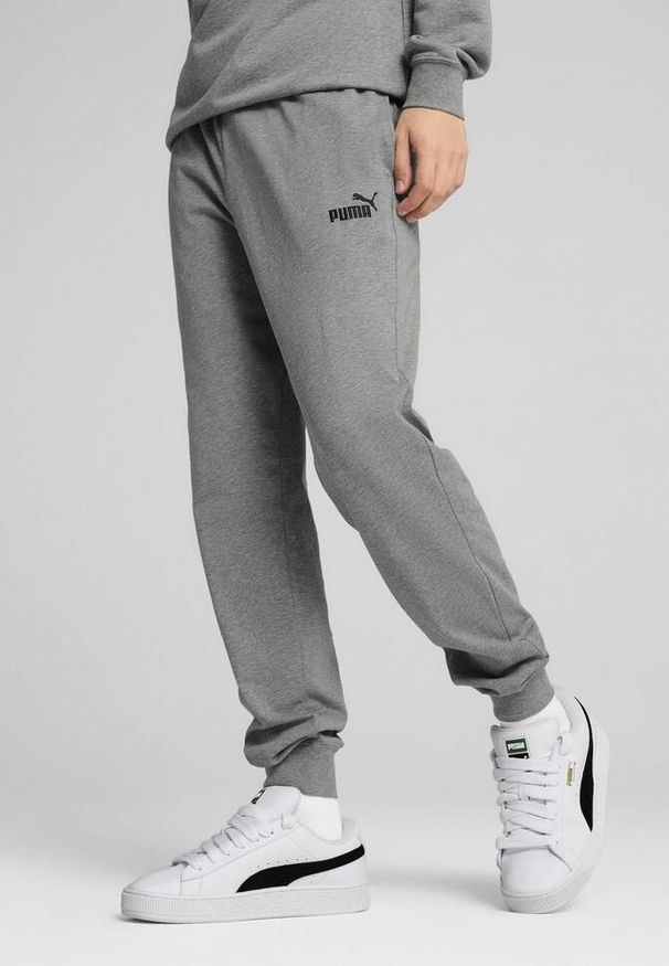Puma - Męskie spodnie Essentials z logo No. 1 z dżerseju PUMA Medium Gray Heather. Kolor: szary. Materiał: jersey