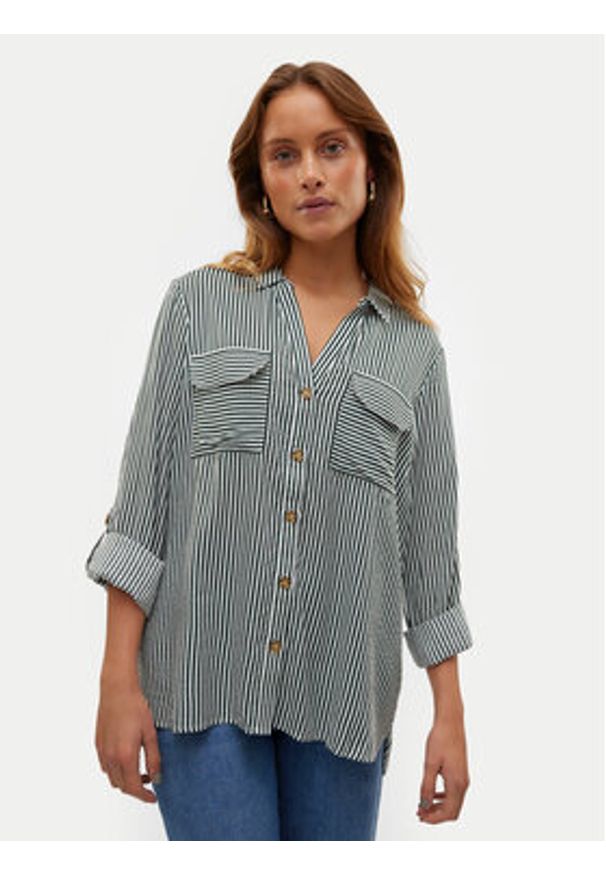 Vero Moda Koszula Bumpy 10275283 Zielony Regular Fit. Kolor: zielony. Materiał: wiskoza