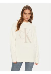 Calvin Klein Jeans Sweter Intrasia J20J224799 Écru Relaxed Fit. Materiał: bawełna