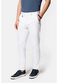 Lancerto - Spodnie Białe Chino z Bawełną Monaco. Kolor: biały. Materiał: elastan, bawełna