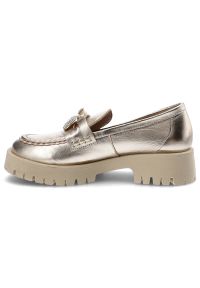 CheBello - Złote Mokasyny Chebello Stylowe Obuwie Damskie. Kolor: złoty. Materiał: materiał. Wzór: aplikacja. Styl: elegancki #5
