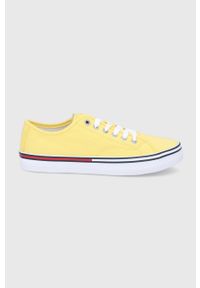 Tommy Jeans tenisówki damskie kolor żółty. Zapięcie: sznurówki. Kolor: żółty. Materiał: guma, poliester