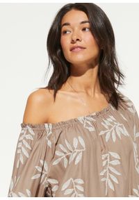 bonprix - Tunika plażowa. Okazja: na plażę. Kolor: brązowy. Wzór: nadruk #3