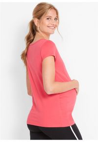 Shirt ciążowy basic (2 szt.) bonprix różowy hibiskus + szary łupkowy. Typ kołnierza: dekolt w serek. Kolekcja: moda ciążowa. Kolor: różowy #4