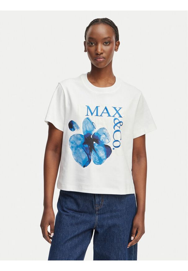 MAX&Co. T-Shirt 2616971034200 Biały Regular Fit. Kolor: biały. Materiał: bawełna
