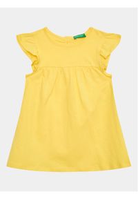 United Colors of Benetton - United Colors Of Benetton Sukienka codzienna 3096GV00H Żółty Regular Fit. Okazja: na co dzień. Kolor: żółty. Materiał: bawełna. Typ sukienki: proste. Styl: casual