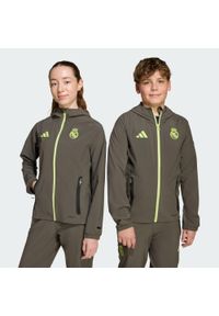 Adidas - Kurtka Real Madrid Tiro 25 Competition Vis Tech Travel Jacket Kids. Kolor: szary, wielokolorowy, żółty. Materiał: dresówka. Sport: piłka nożna