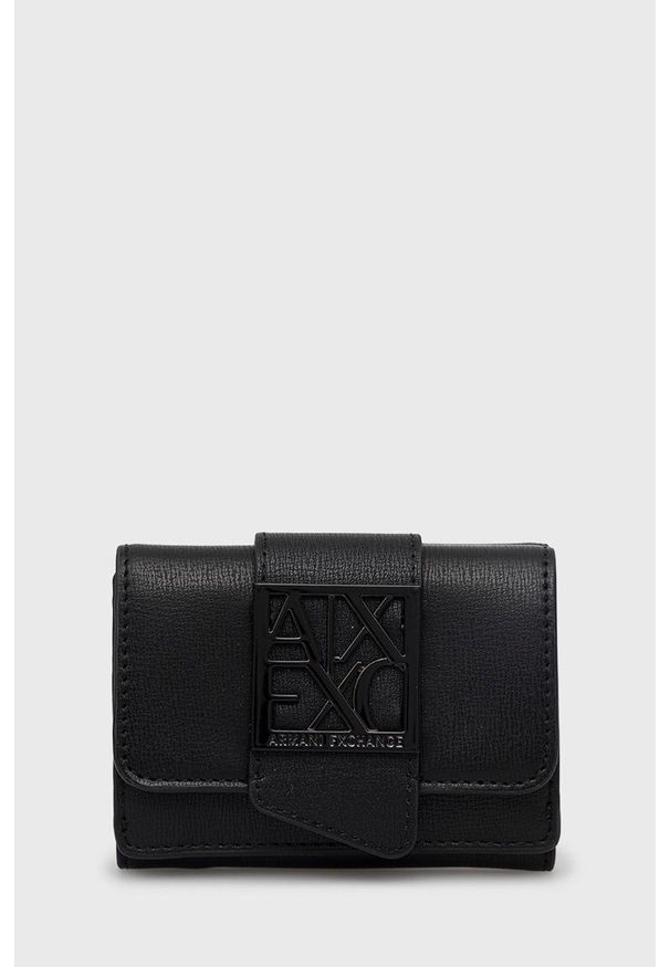 Armani Exchange portfel 948485.0A874.NOS damski kolor czarny. Kolor: czarny. Materiał: materiał. Wzór: gładki