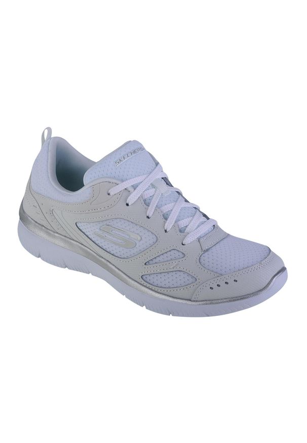 skechers - Buty sportowe Sneakersy damskie, Skechers Summits Suited. Zapięcie: sznurówki. Kolor: biały. Materiał: syntetyk, tkanina, materiał. Szerokość cholewki: normalna. Model: Skechers Sport. Sport: turystyka piesza