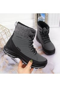 Śniegowce zimowe wodoodporne sznurowane szare DK 2104. Kolor: szary. Materiał: materiał. Sezon: zima #1