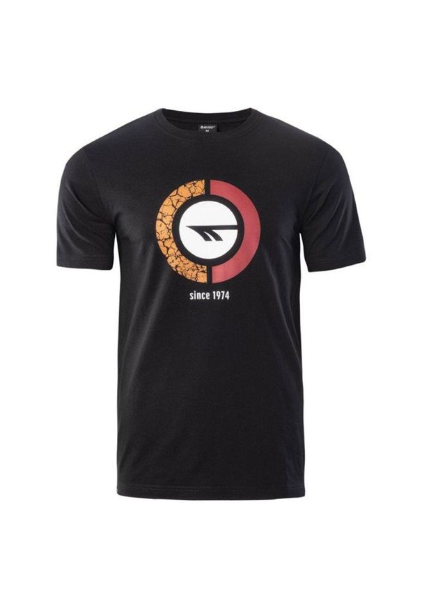 Hi-tec - Koszulka męska Hi-Tec Rakan - czarna, Rozmiar XL. Kolor: czarny. Materiał: bawełna, materiał. Wzór: nadruk