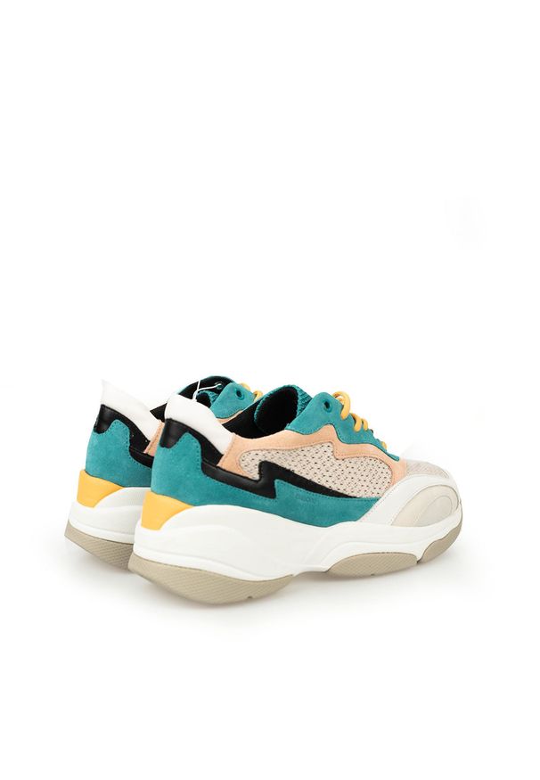 Geox Sneakersy "Kirya B" | D92BPB 02214 | Kirya B | Kobieta | Szary, Turkusowy. Kolor: szary, turkusowy, wielokolorowy. Materiał: tkanina, skóra