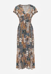 Renee - Szara Sukienka z Wiskozy Maxi z Gumką w Pasie Weha. Kolor: szary. Materiał: wiskoza. Sezon: lato. Długość: maxi #3