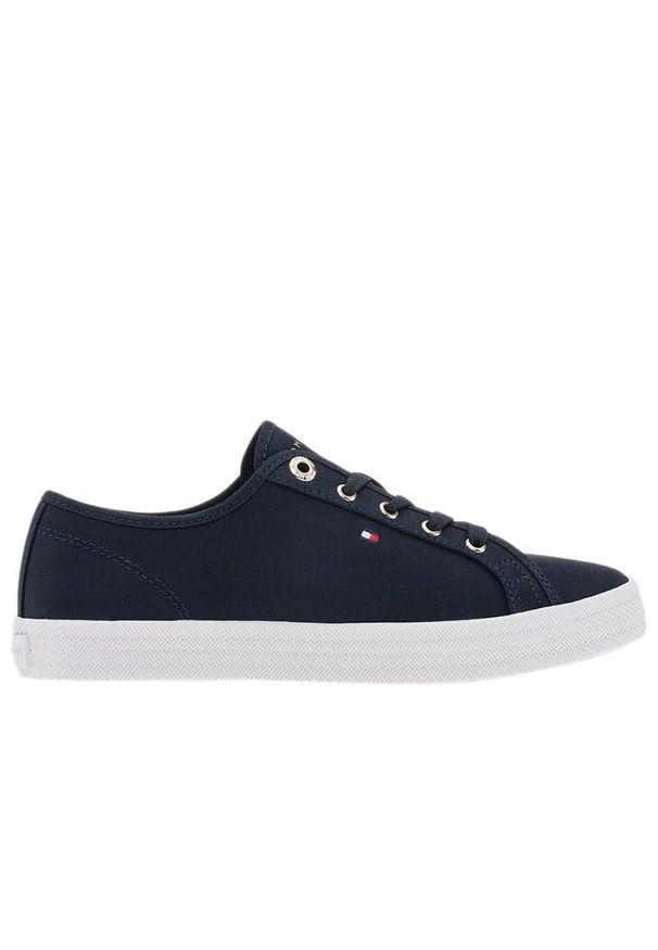 TOMMY HILFIGER - Buty Tommy Hilfiger Essential Vulcanized Sneaker FW0FW07119-DW6 - granatowe. Okazja: na co dzień. Zapięcie: sznurówki. Kolor: niebieski. Materiał: guma, tkanina, bawełna. Szerokość cholewki: normalna. Obcas: na platformie