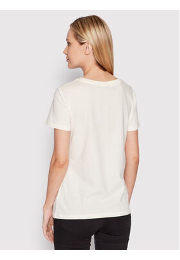 Guess T-Shirt V2YI07 K8HM0 Beżowy Regular Fit. Kolor: beżowy. Materiał: bawełna