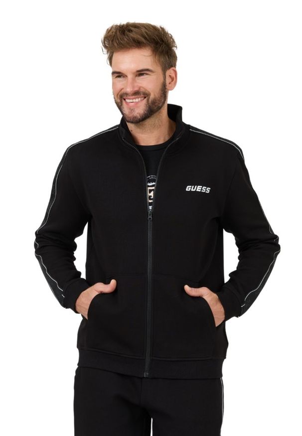 Guess - GUESS Czarna męska bluza Mickey Full Zip. Kolor: czarny