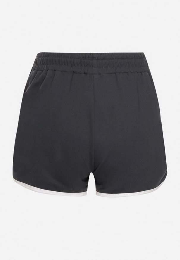 Born2be - Granatowe Dresowe Szorty z Bawełną Wysokim Stanem i Lamówką Mivaira. Okazja: na co dzień. Stan: podwyższony. Kolor: niebieski. Materiał: dresówka, bawełna. Styl: casual, sportowy