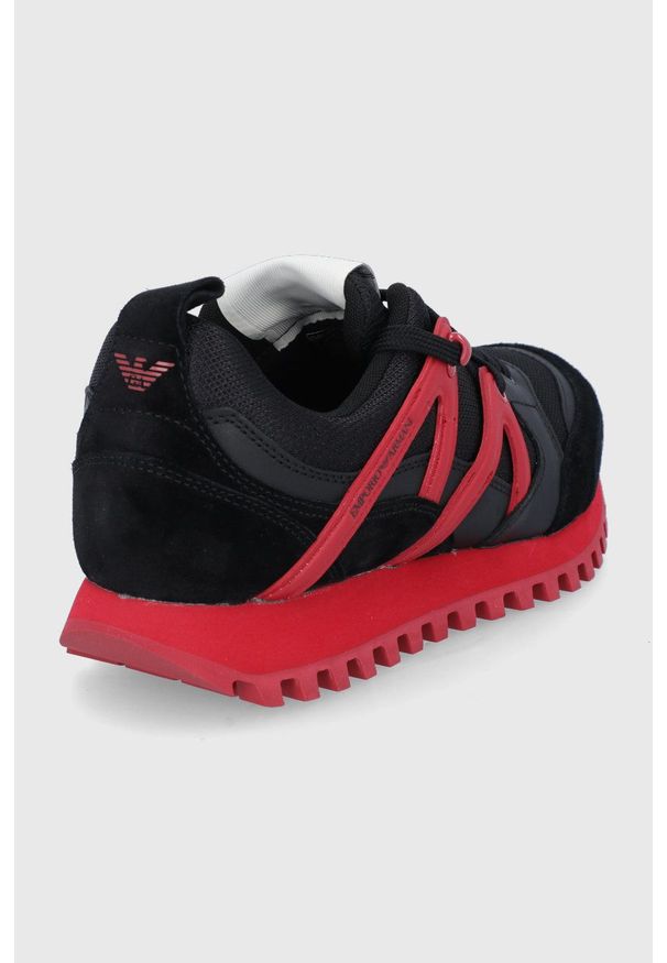 Emporio Armani Buty kolor czarny. Zapięcie: sznurówki. Kolor: czarny. Materiał: guma