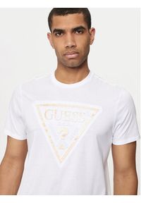 Guess T-Shirt M4YI86 K9RM1 Biały Slim Fit. Kolor: biały. Materiał: bawełna