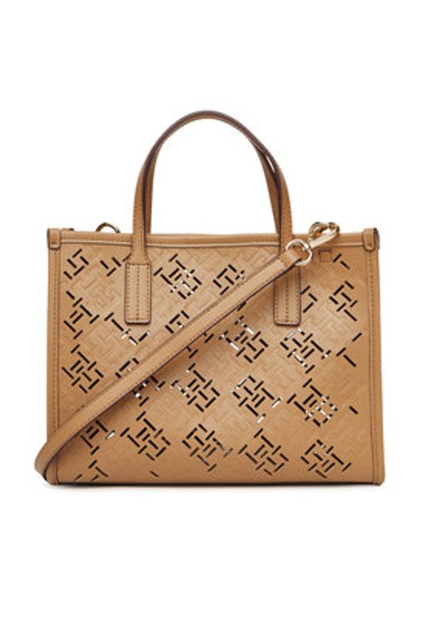 TOMMY HILFIGER - Tommy Hilfiger Torebka Th City Mini AW0AW17500 Brązowy. Kolor: brązowy. Materiał: skórzane