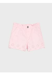 Sinsay - Szorty jeansowe z ażurowymi detalami - różowy. Kolor: różowy. Materiał: jeans. Wzór: ażurowy #1