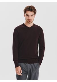 Pako Lorente - PAKO LORENTE - Brązowy sweter męski v-neck. Kolor: czerwony, brązowy. Materiał: bawełna. Sezon: jesień
