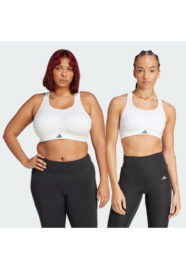 Adidas - Biustonosz treningowy TLRD Impact o mocnym wsparciu. Kolekcja: plus size. Kolor: biały. Materiał: materiał. Technologia: ClimaCool (Adidas). Sport: fitness