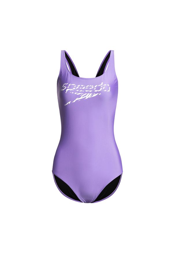 Strój kąpielowy jednoczęściowy damski Speedo Logo Deep U-Back. Kolor: wielokolorowy, biały, niebieski, fioletowy. Materiał: lycra, poliester