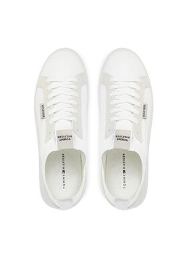 TOMMY HILFIGER - Tommy Hilfiger Sneakersy Light Cupsole Knit Seasonal FM0FM05403 Biały. Kolor: biały. Materiał: materiał