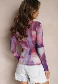 Renee - Fioletowa Bluzka z Siateczki w Abstrakcyjny Wzór Tie-Dye Velsiati. Kolor: fioletowy. Wzór: aplikacja #5