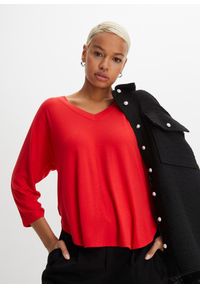 bonprix - Bluzka z lejącej mieszanki wiskozy. Kolor: czerwony. Materiał: elastan, wiskoza. Długość: długie #1