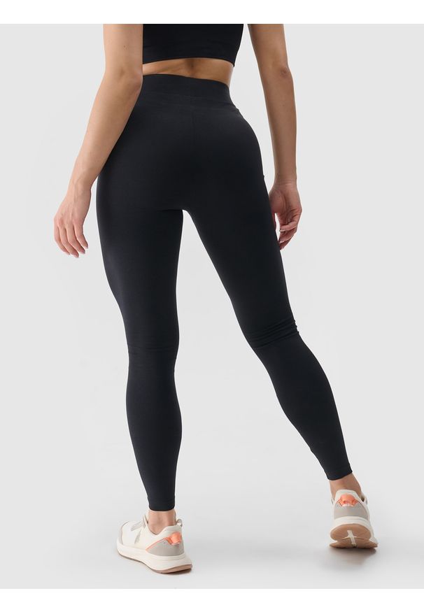 4f - 4F Legginsy dzianinowe damskie - czarne XL. Okazja: na co dzień. Stan: podwyższony. Kolor: czarny. Materiał: dzianina. Wzór: gładki, ze splotem, jednolity. Styl: sportowy, casual